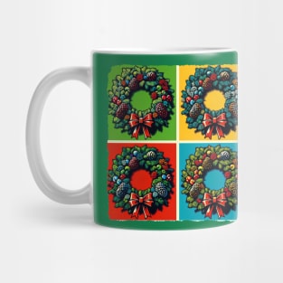 Whimsical Wreath: Pop Art’s Festive Circle of Joy - Classic Christmas Mug